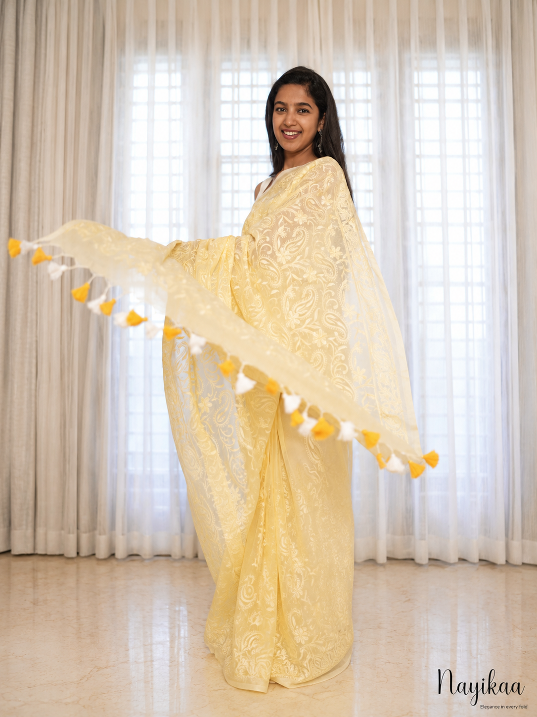Chikankari Mul Cotton Saree