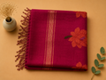 Matka Muslin Jamdani - Dark pink with flower