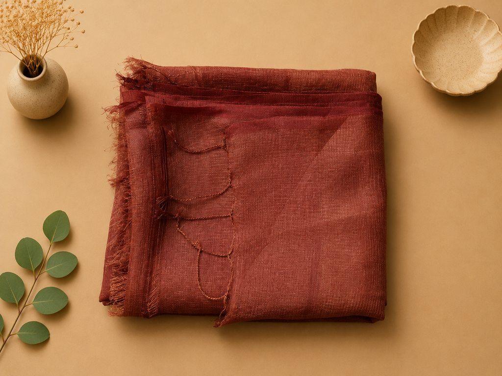Matka Muslin Jamdani - Brown with lotus