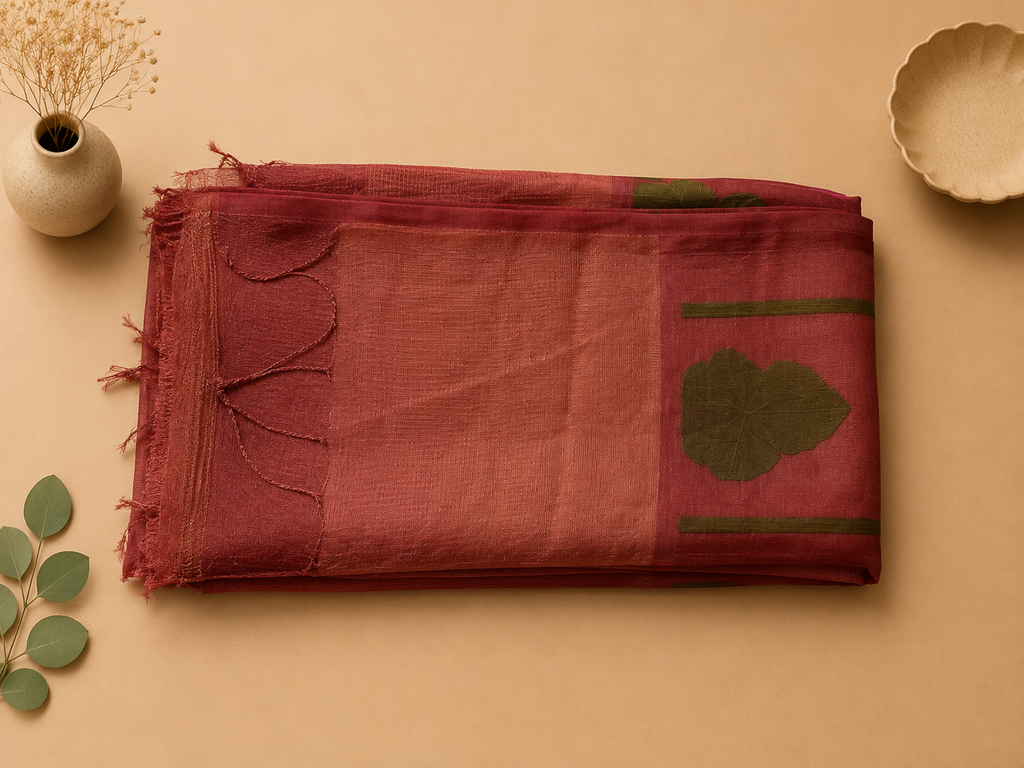Matka Muslin Jamdani - Brown with lotus