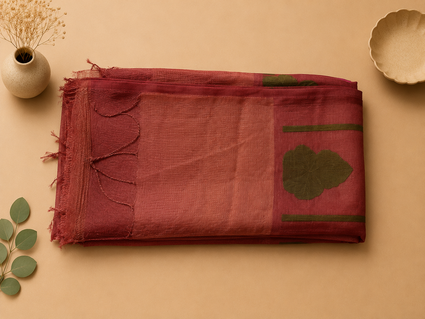 Matka Muslin Jamdani - Brown with lotus