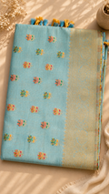 Assam Tussar Silk Saree (Turquoise) | Handwoven Traditional Ethnic Wear
