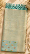 Assam Tussar Silk Saree (Turquoise) | Handwoven Traditional Ethnic Wear