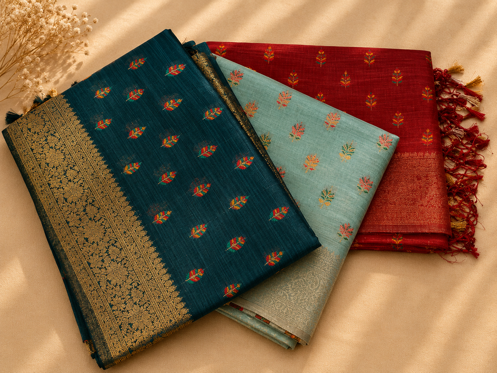 Assam Tussar Silk Saree (Maroon) | Handwoven Traditional Ethnic Wear