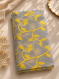 Jamdani Cotton Saree (Grey & Yellow) | Handwoven Heritage Ethnic Wear