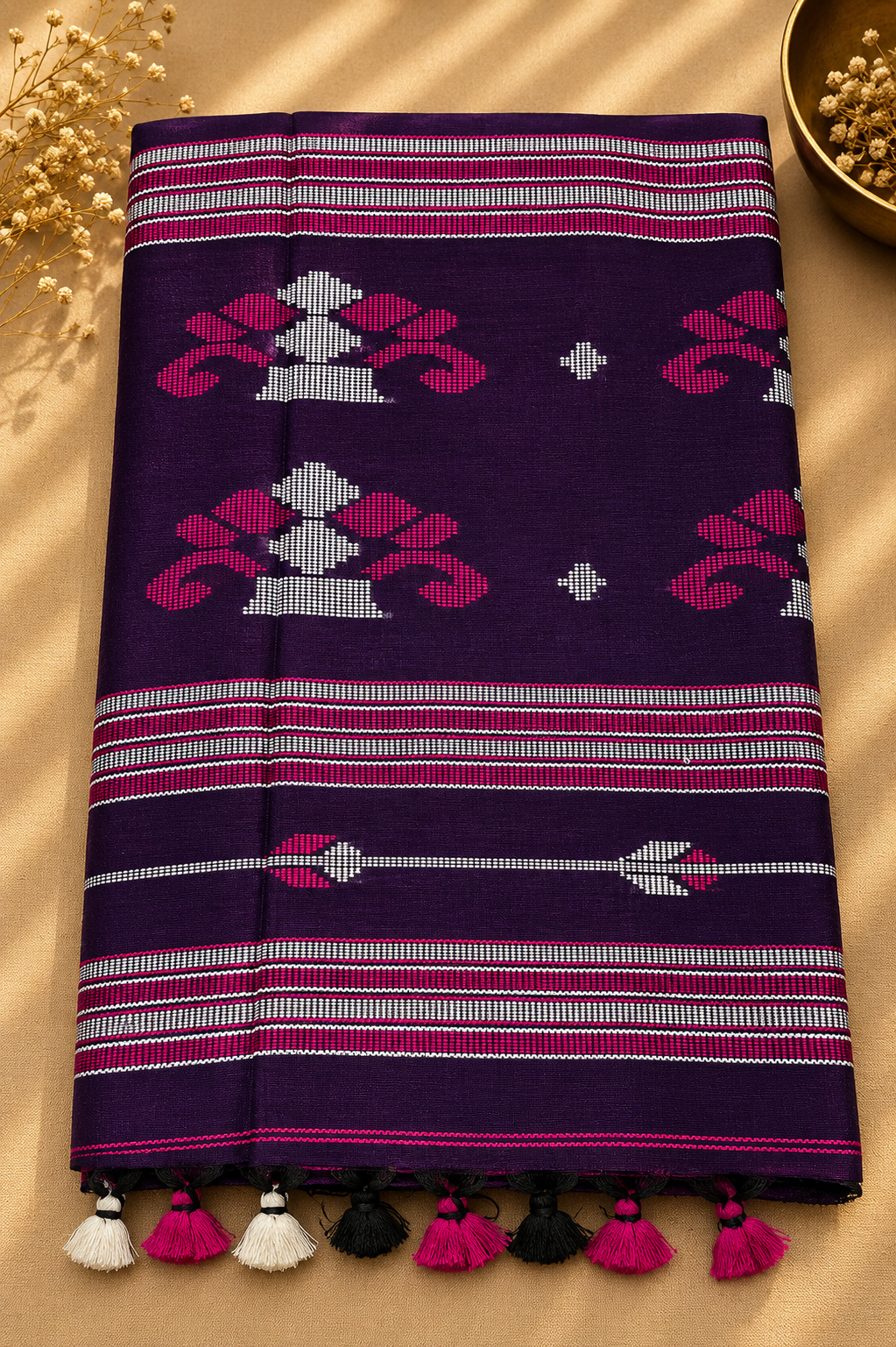 Bangladeshi Cotton Saree (Purple) | Handwoven Everyday Ethnic Wear