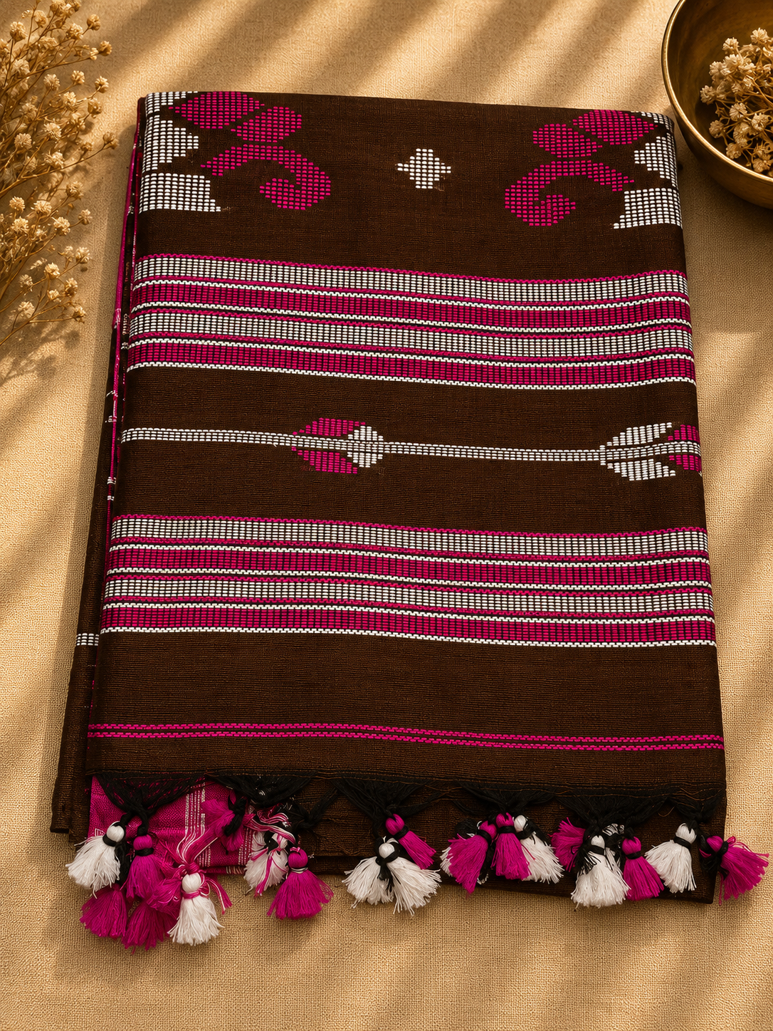 Bangladeshi Cotton Saree (Brown) | Handwoven Everyday Ethnic Wear