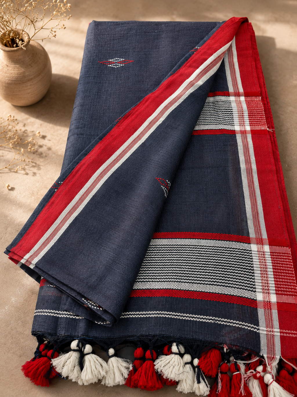 Bangladeshi Cotton Saree (Grey) | Handwoven Everyday Ethnic Wear