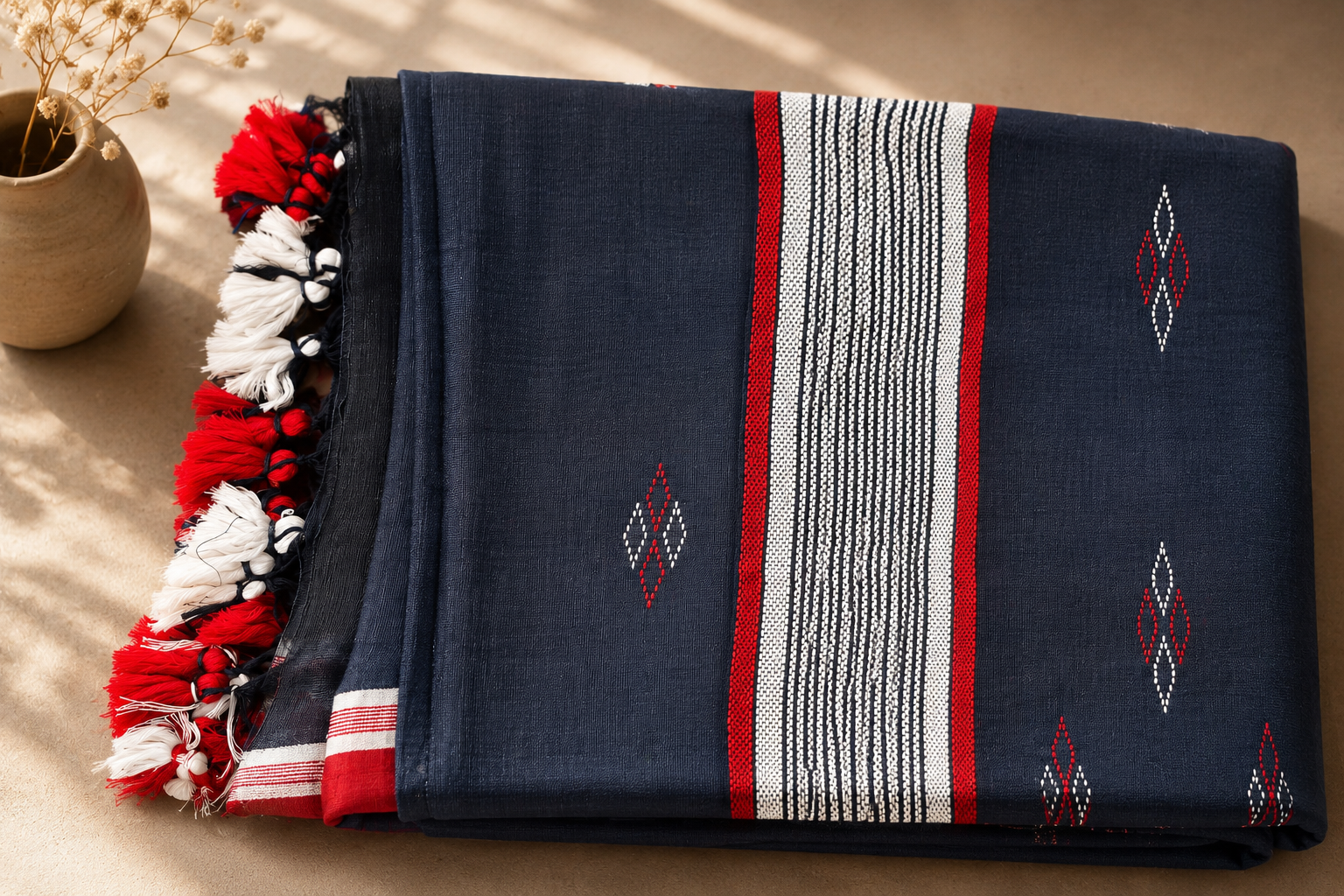 Bangladeshi Cotton Saree (Grey) | Handwoven Everyday Ethnic Wear