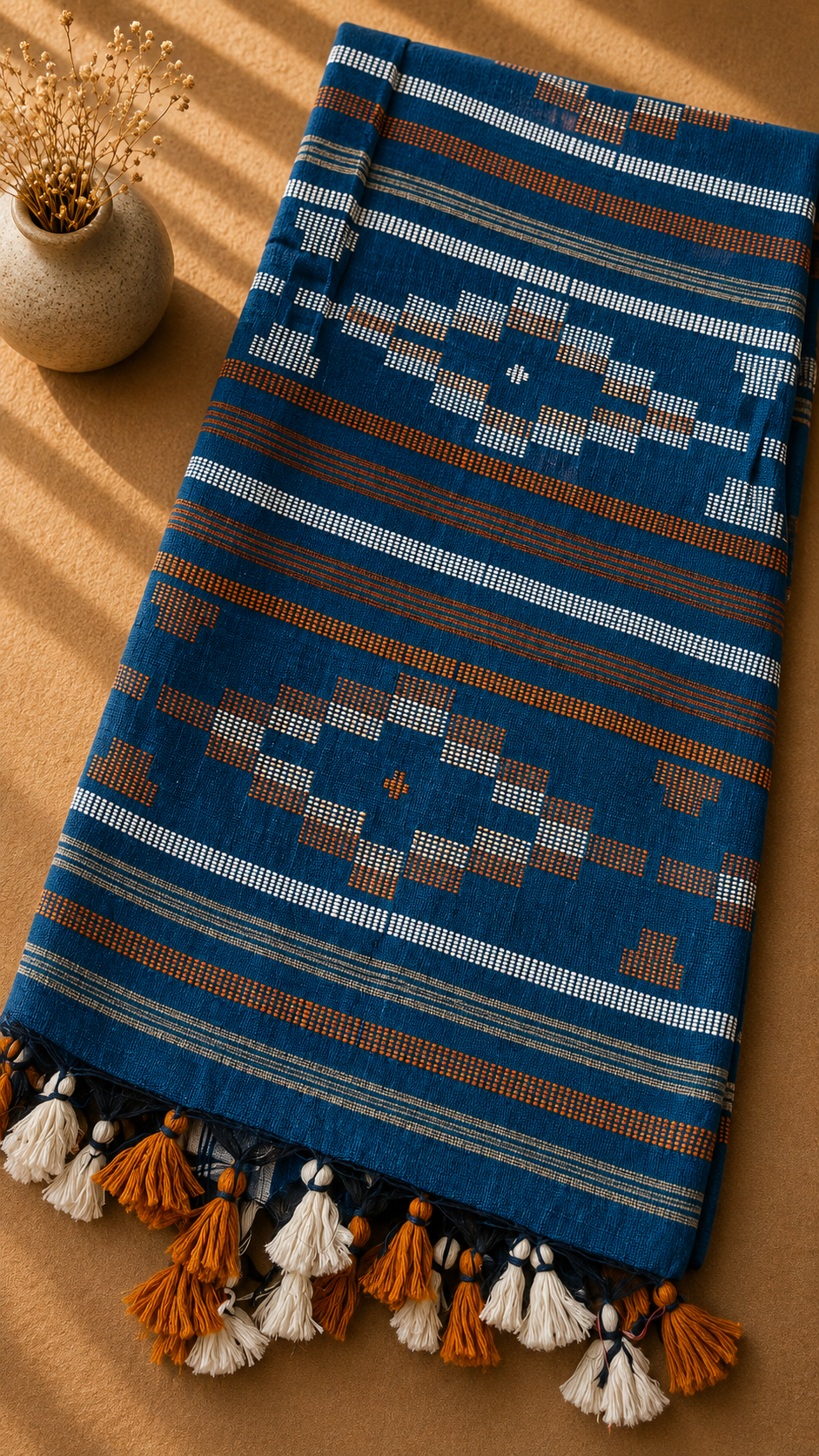 Bangladeshi Cotton Saree (Blue) | Handwoven Everyday Ethnic Wear