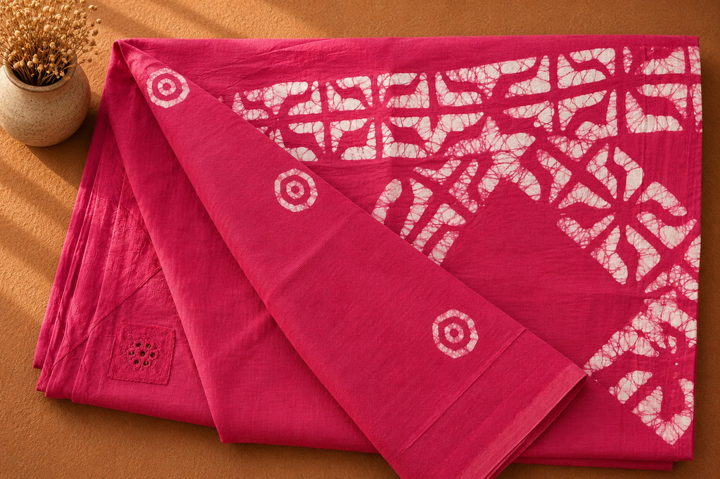 Cotton Saree | Handloom Everyday Wear (Pink)