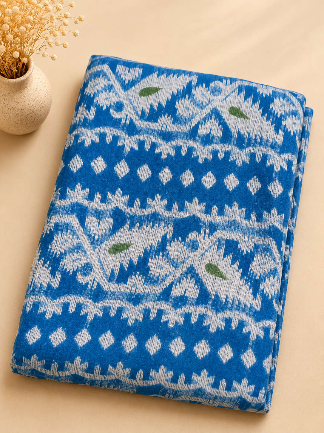 Jamdani Soft Cotton Saree (Blue & White) | Handwoven Heritage Ethnic Wear