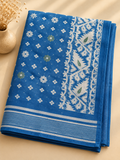Jamdani Soft Cotton Saree (Blue & White) | Handwoven Heritage Ethnic Wear