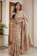 Linen Cotton Saree (Pinkish) | Breathable Everyday Elegance