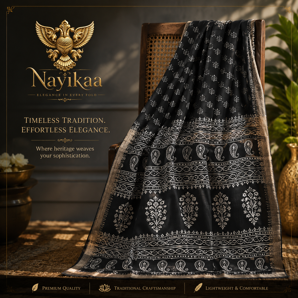 Cotton Saree | Office Wear (Black)