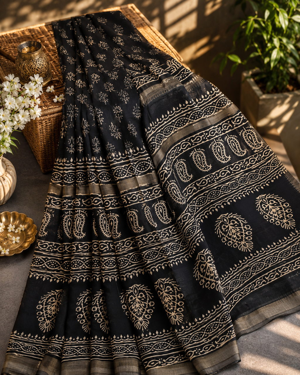 Cotton Saree | Office Wear (Black)