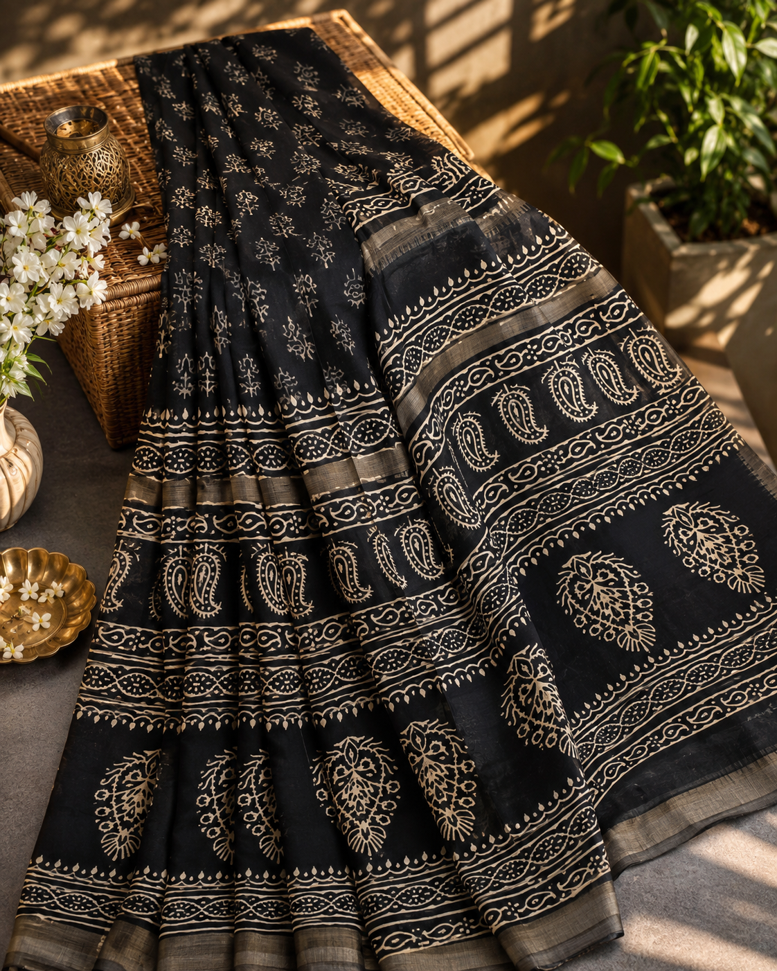 Cotton Saree | Office Wear (Black)