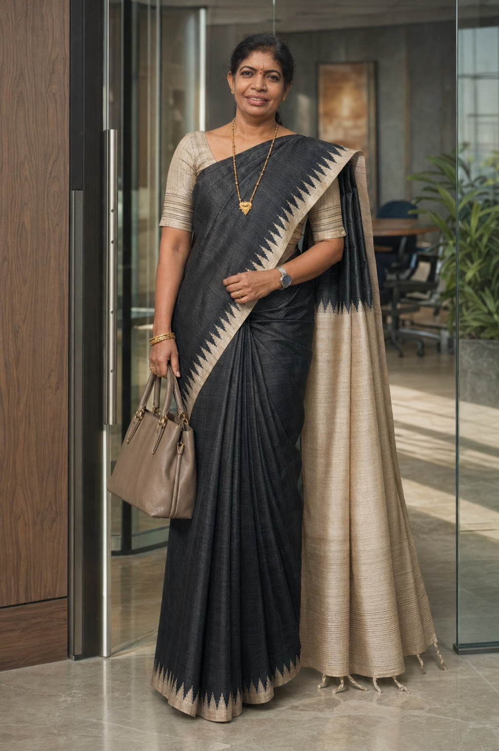 Cotton Silk Saree (Black) | Handwoven Everyday Elegance