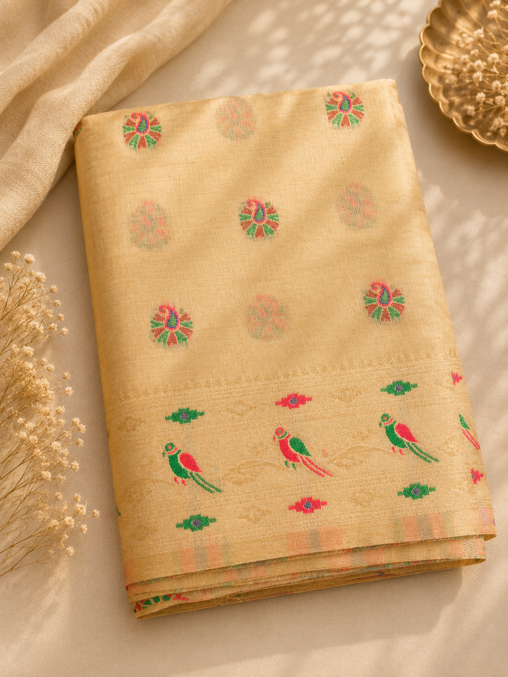 Pure Tripura Tussar Saree (Gold)