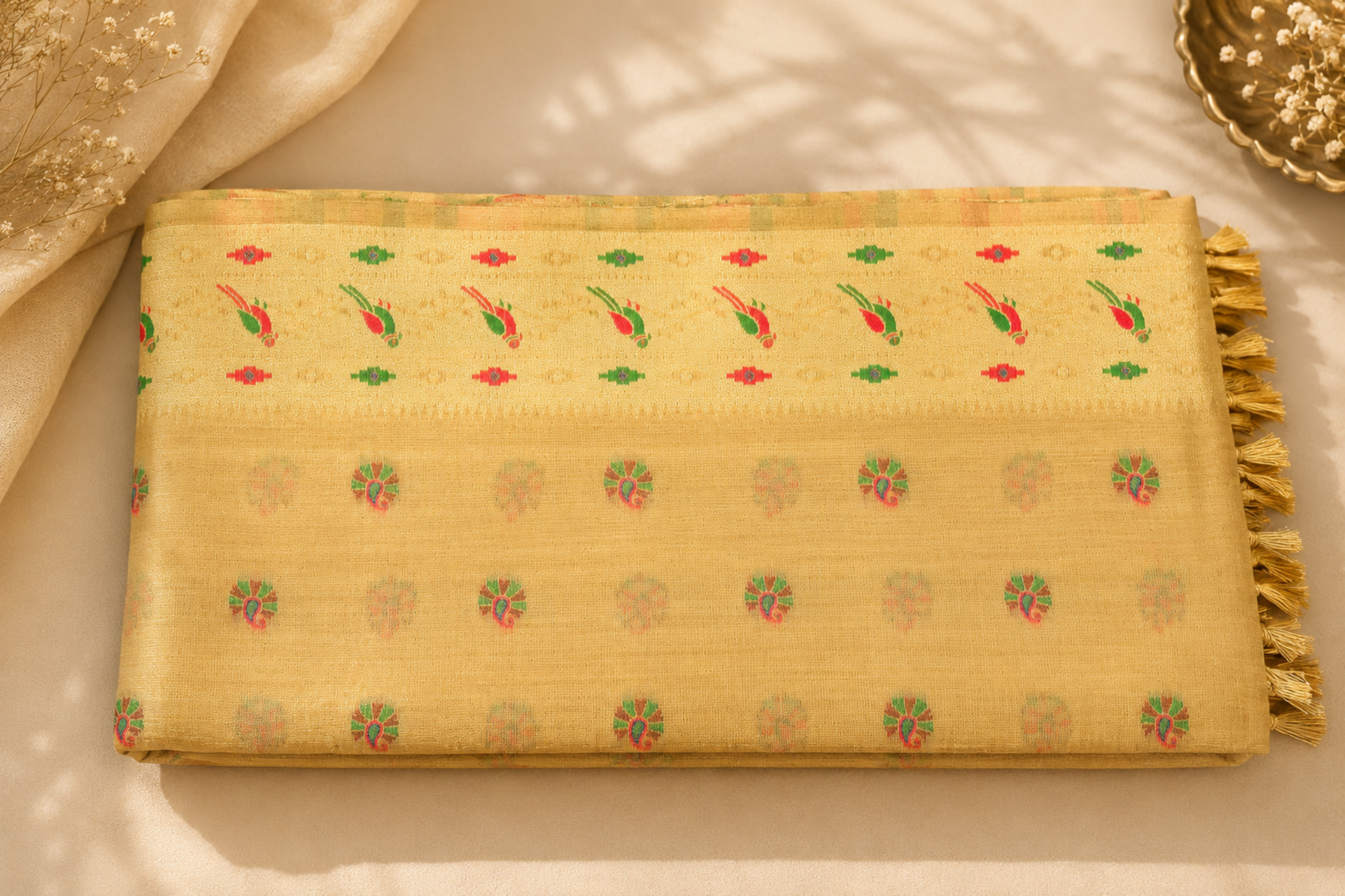 Pure Tripura Tussar Saree (Gold)