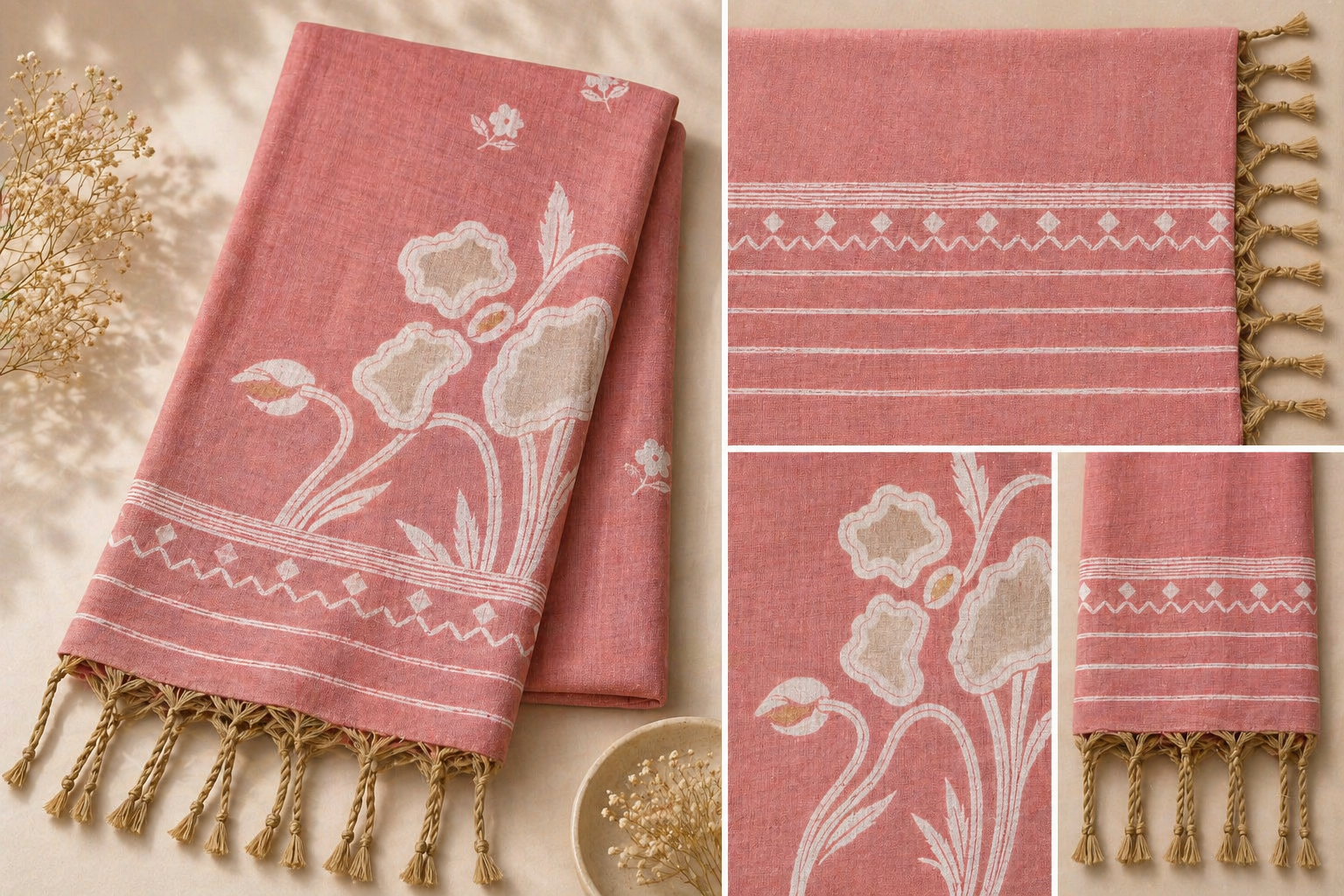 Cotton Silk Saree | Lightweight Handwoven Office Wear (Pink)