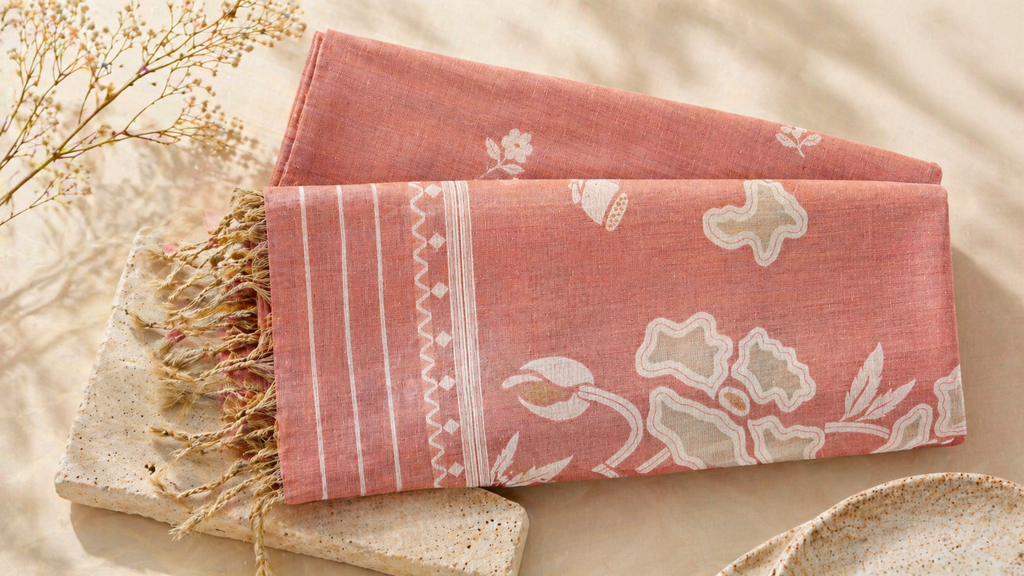Cotton Silk Saree | Lightweight Handwoven Office Wear (Pink)