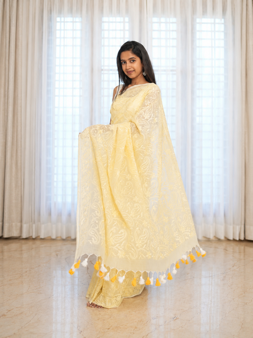 Chikankari Mul Cotton Saree