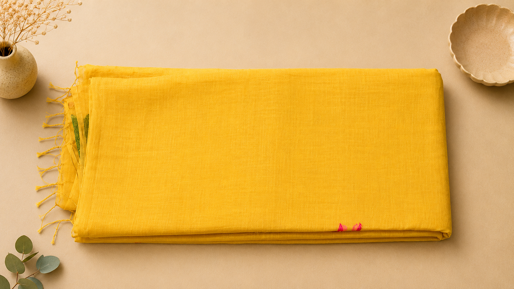 Matka Muslin Jamdani - Yellow with lotus
