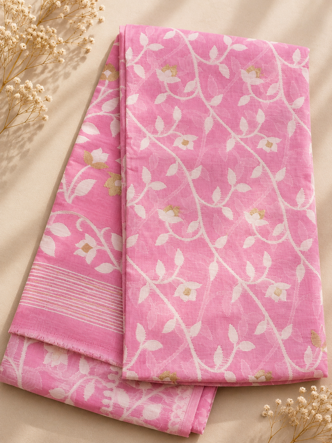 Jamdani Cotton Saree (Light Purple) | Handwoven Heritage Ethnic Wear