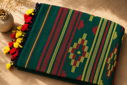 Bangladeshi Cotton Saree (Green) | Handwoven Everyday Ethnic Wear
