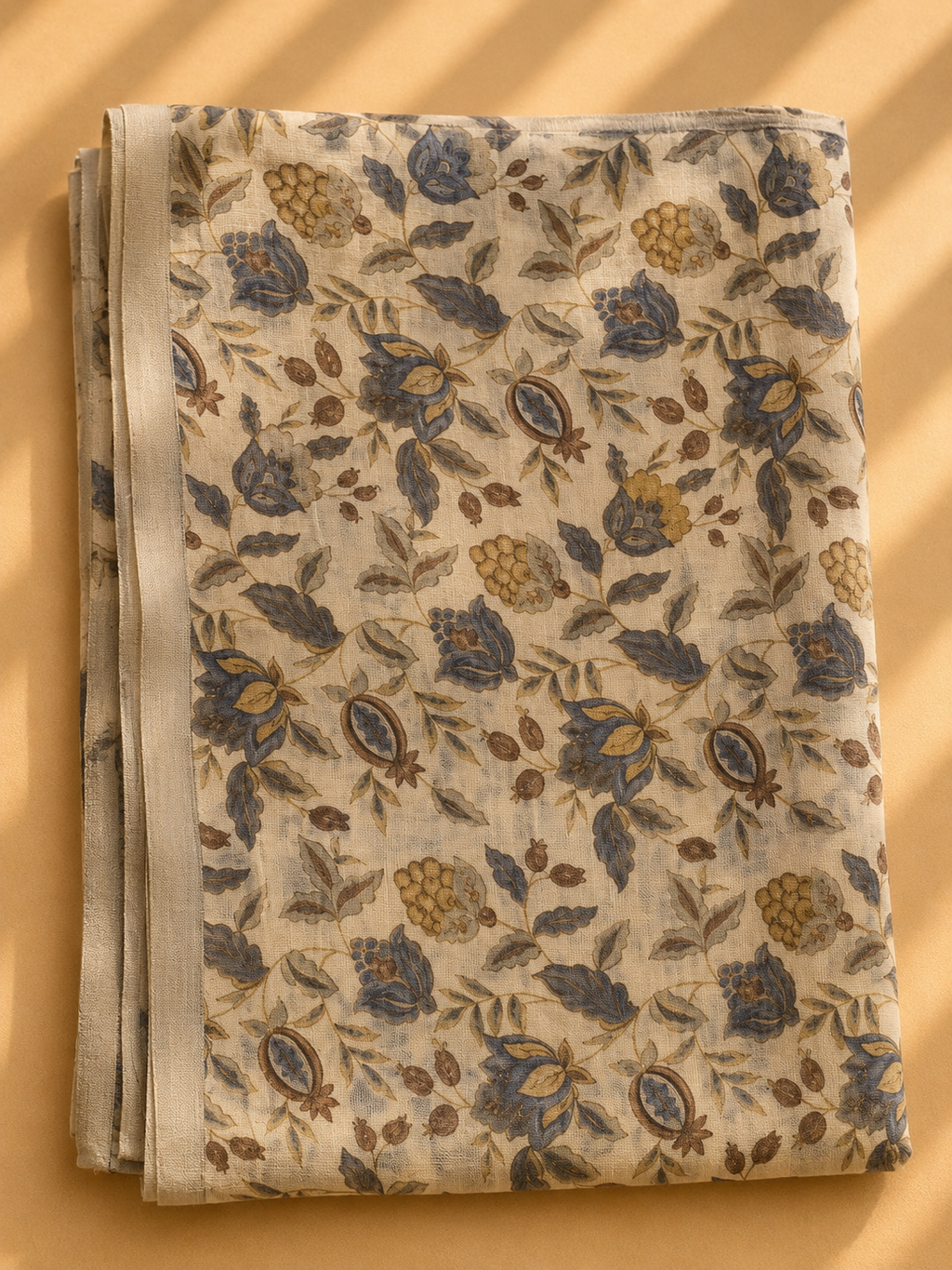 Linen Cotton Saree (Bluish) | Breathable Everyday Elegance