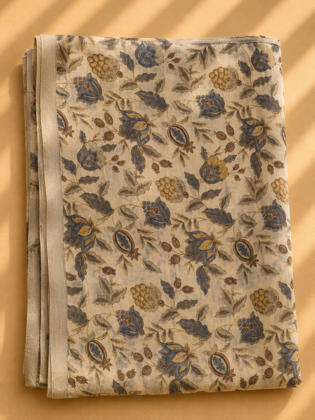 Linen Cotton Saree (Bluish) | Breathable Everyday Elegance