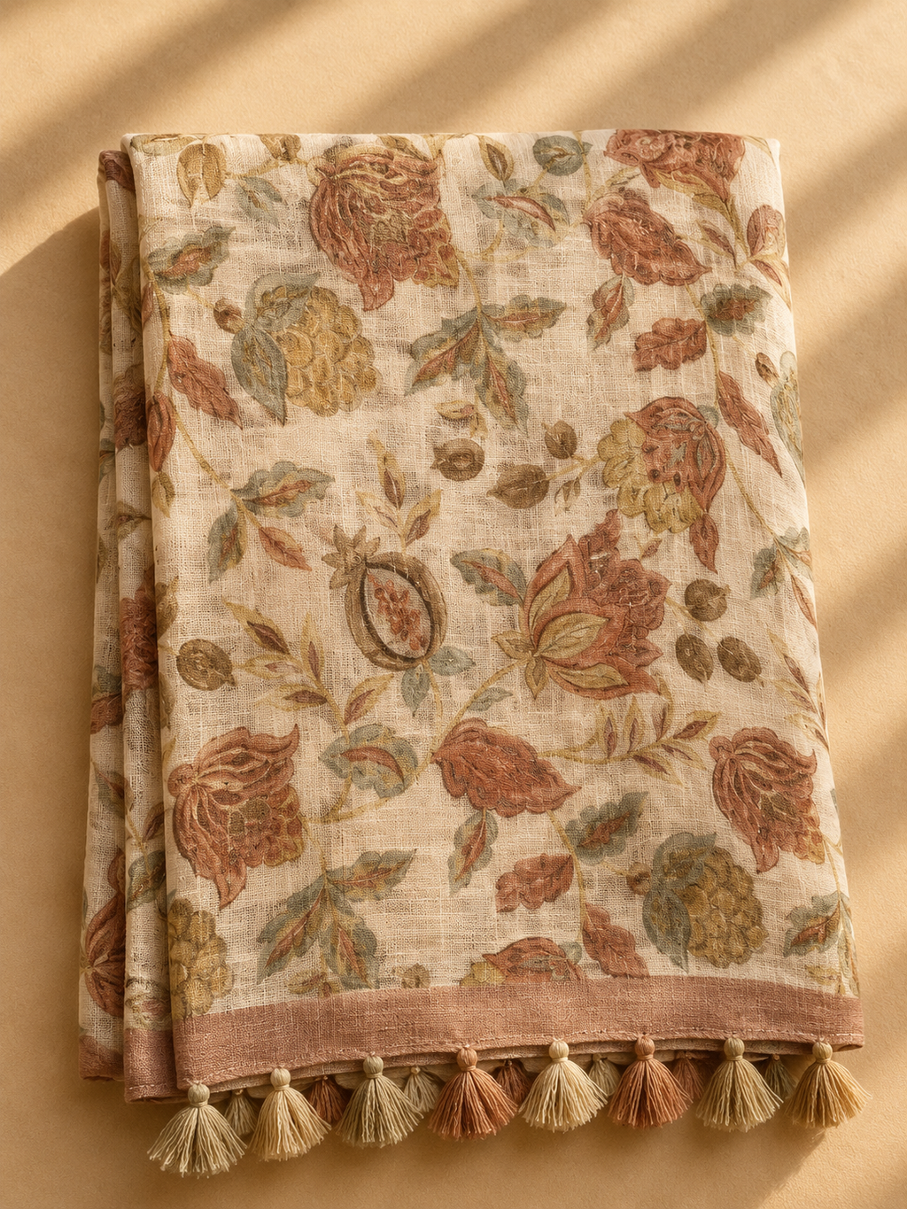 Linen Cotton Saree (Pinkish) | Breathable Everyday Elegance