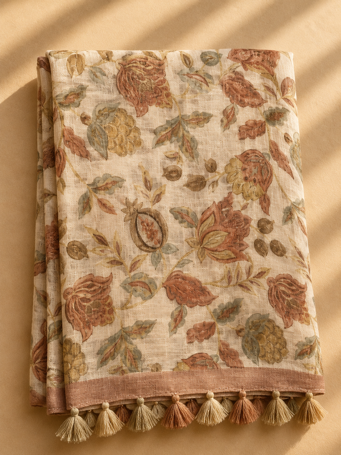 Linen Cotton Saree (Pinkish) | Breathable Everyday Elegance