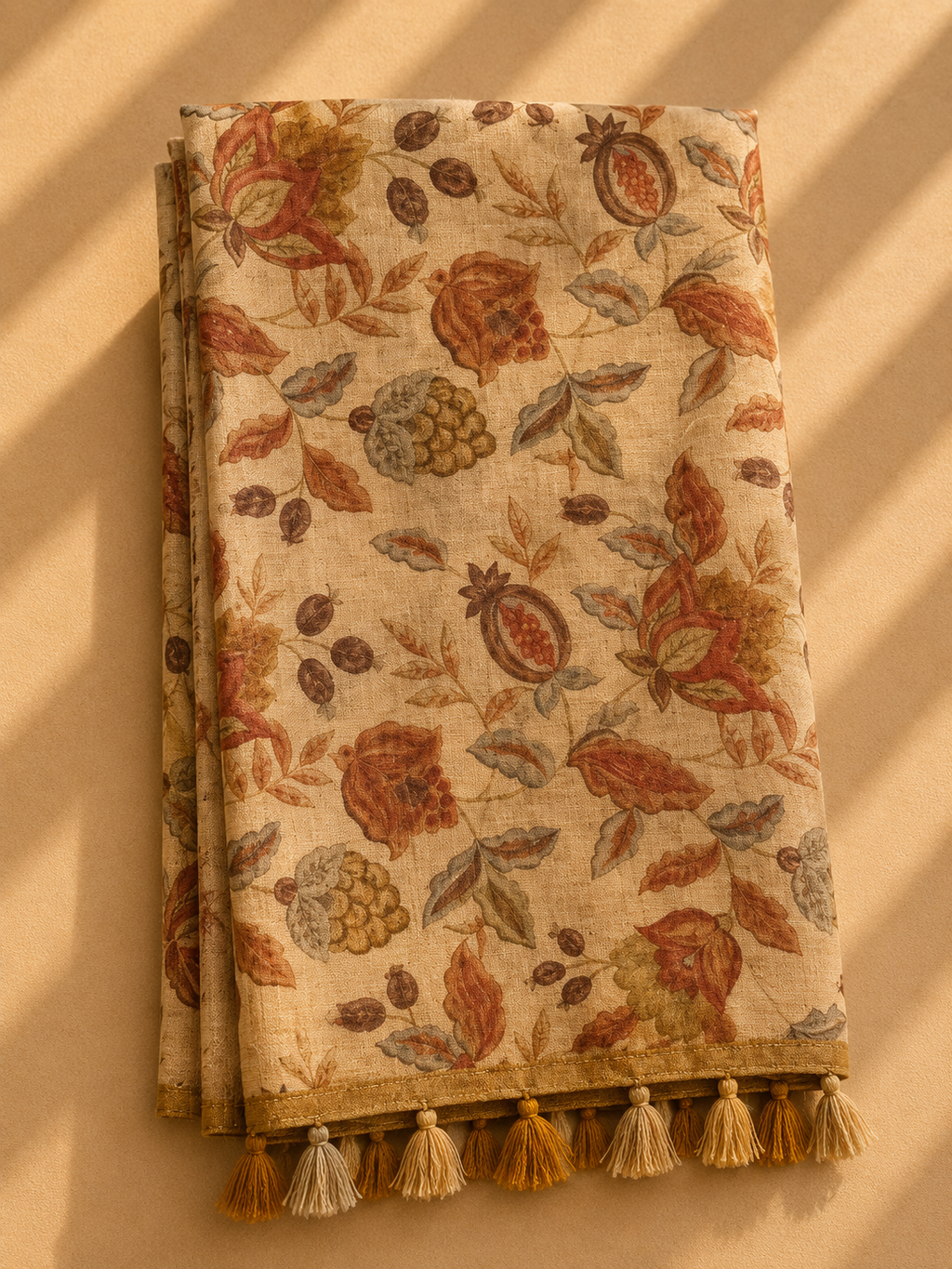 Linen Cotton Saree (Orangish) | Breathable Everyday Elegance