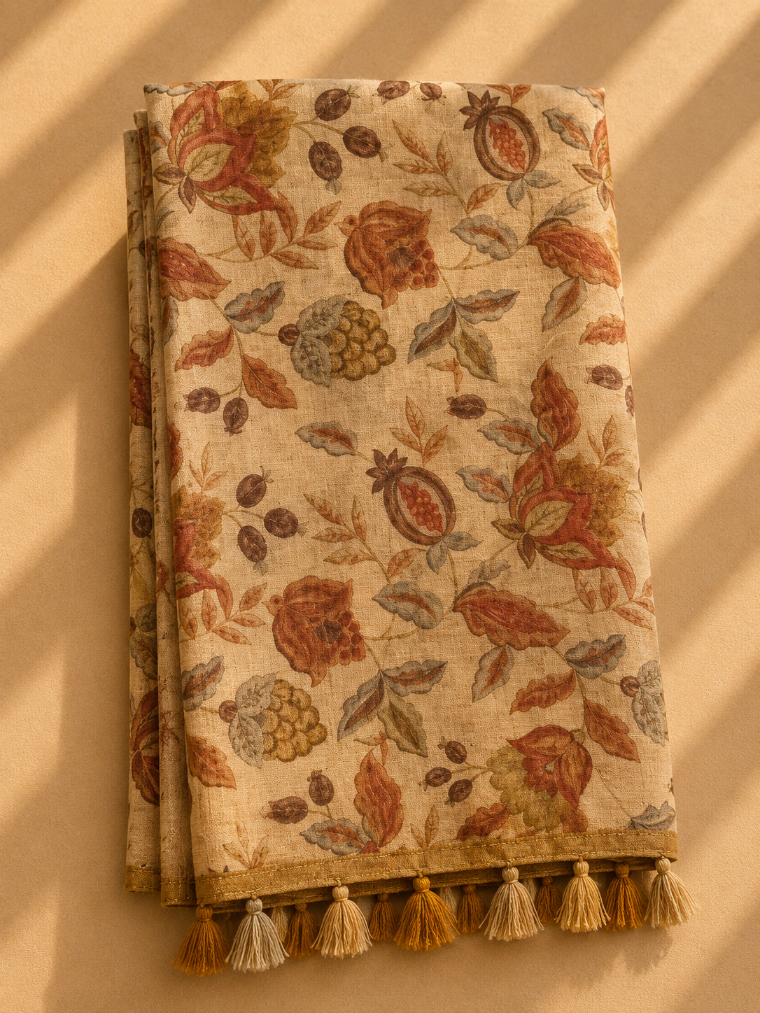 Linen Cotton Saree (Orangish) | Breathable Everyday Elegance