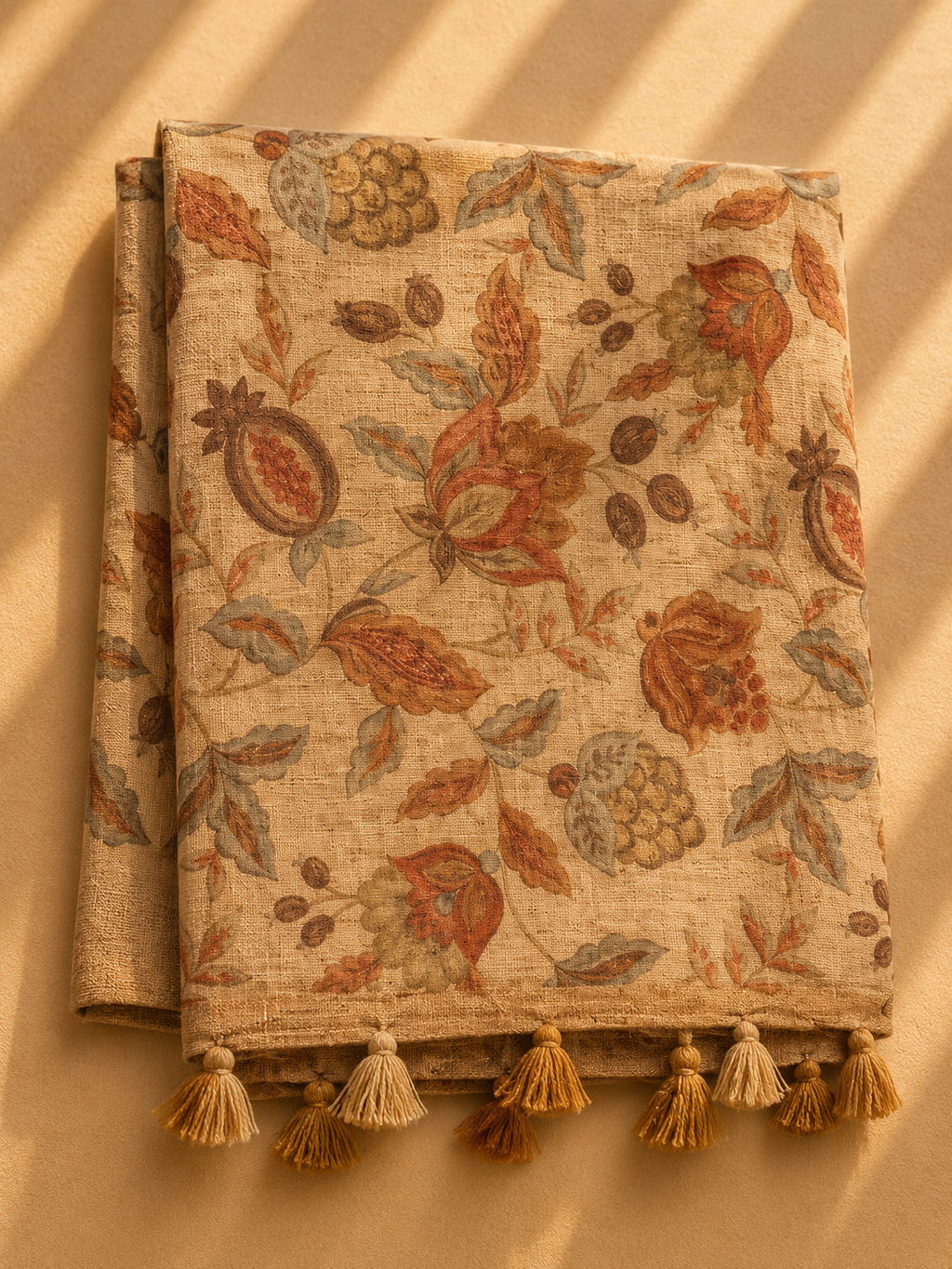 Linen Cotton Saree (Orangish) | Breathable Everyday Elegance