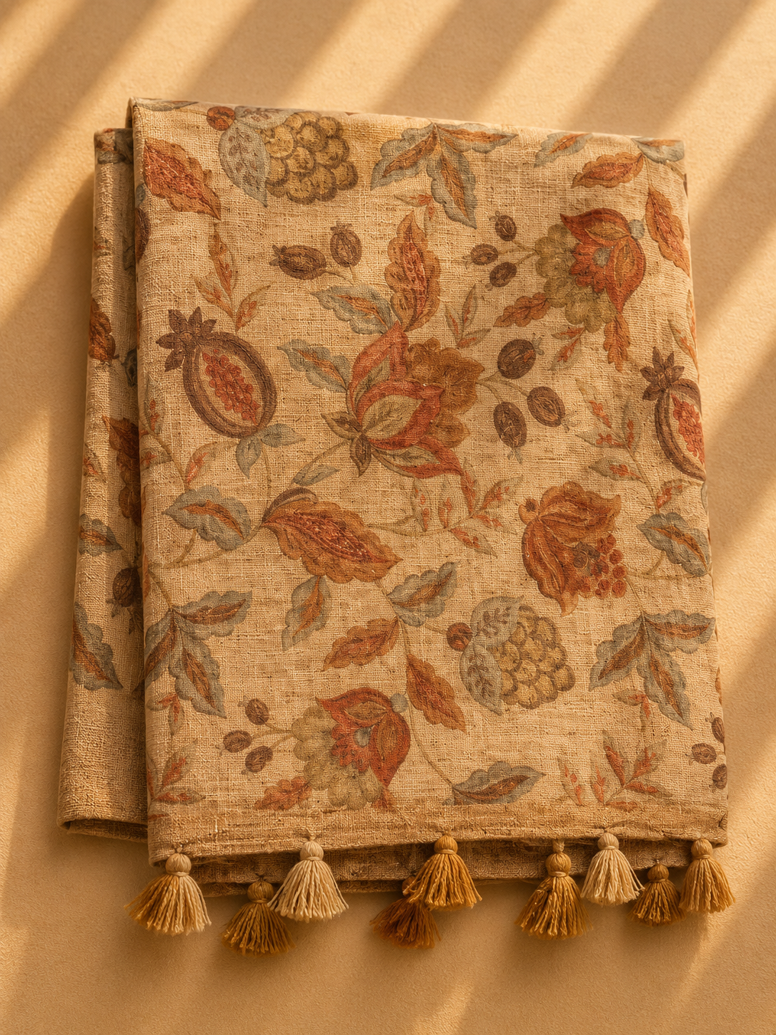Linen Cotton Saree (Orangish) | Breathable Everyday Elegance