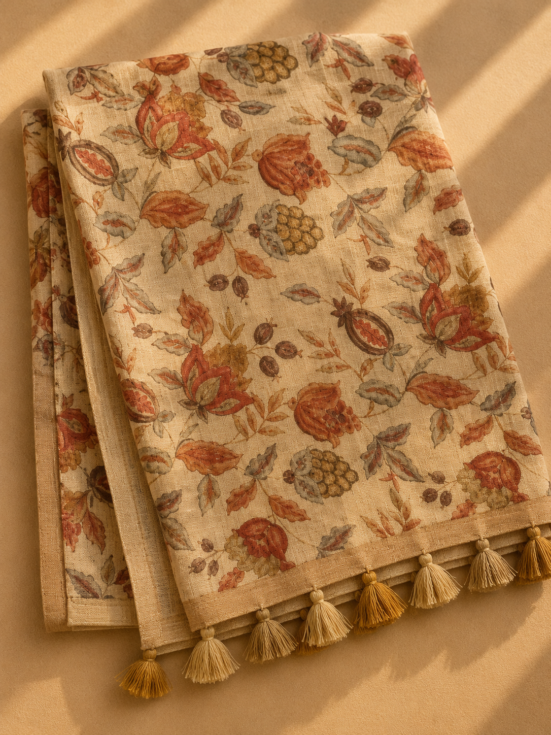 Linen Cotton Saree (Orangish) | Breathable Everyday Elegance