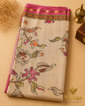 Semi Tussar Saree - Snapdragon (Pink & Creme)