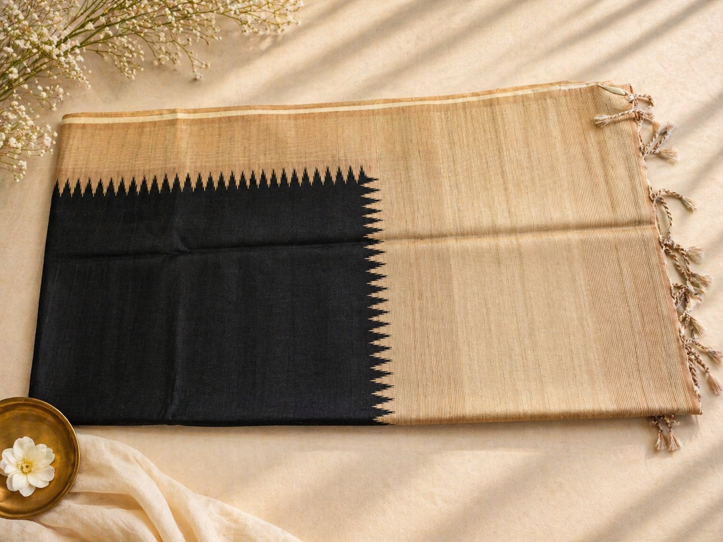 Cotton Silk Saree (Black) | Handwoven Everyday Elegance