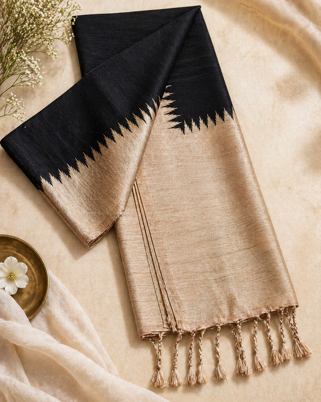Cotton Silk Saree (Black) | Handwoven Everyday Elegance