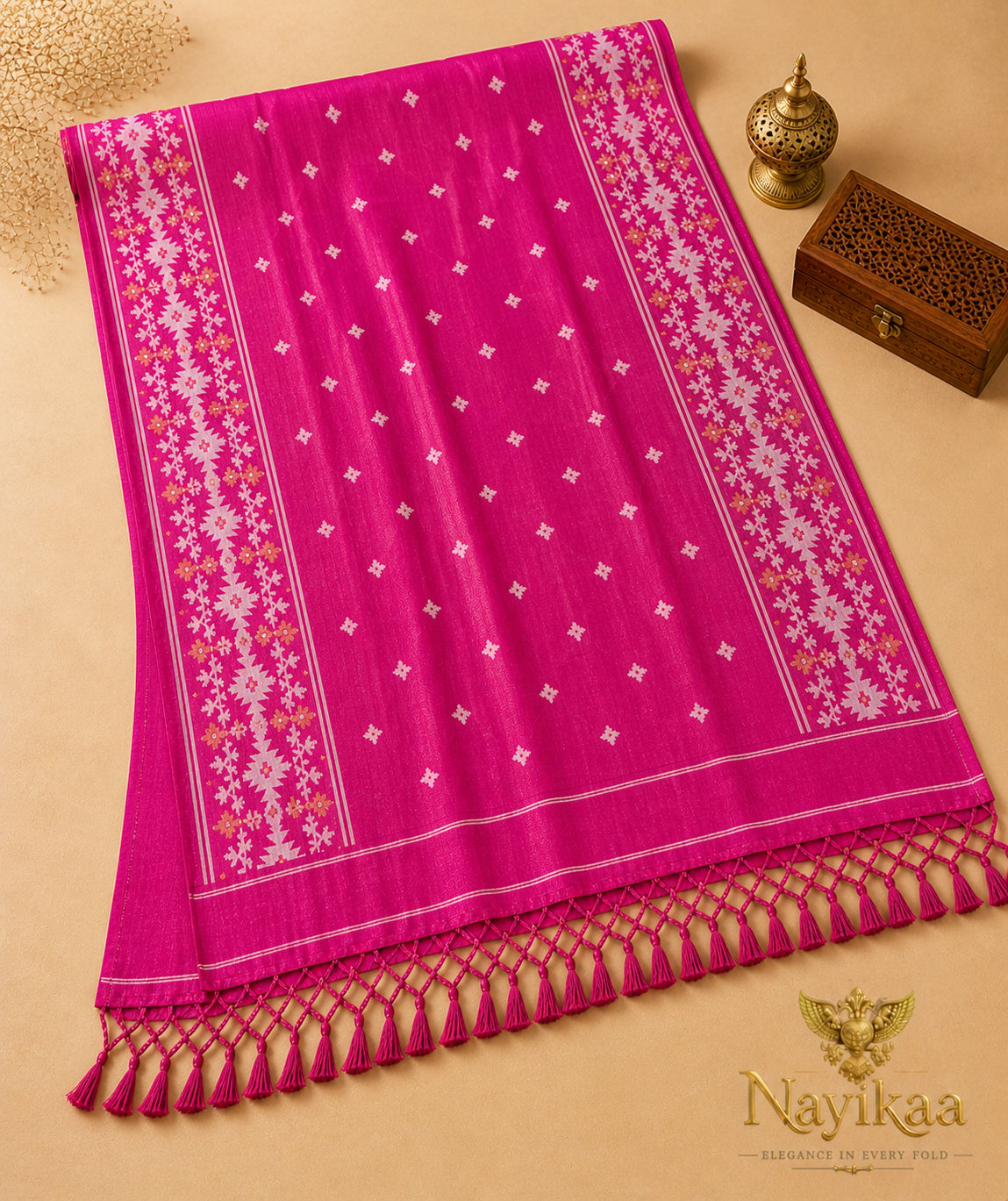 Pure Jamdani Tussar Silk Saree (Pink)
