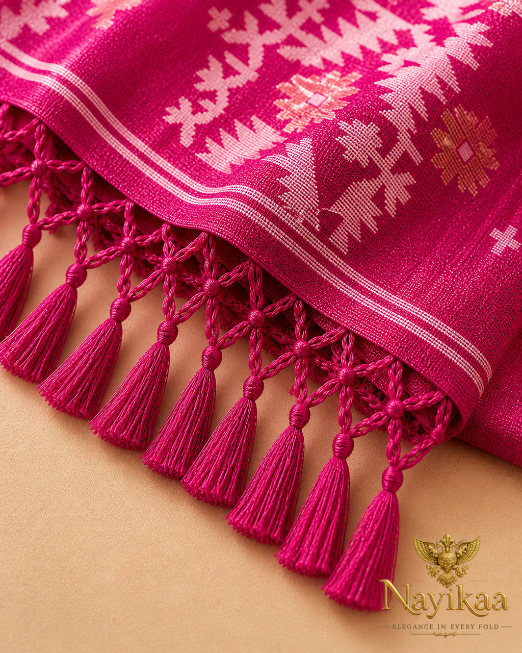 Pure Jamdani Tussar Silk Saree (Pink)