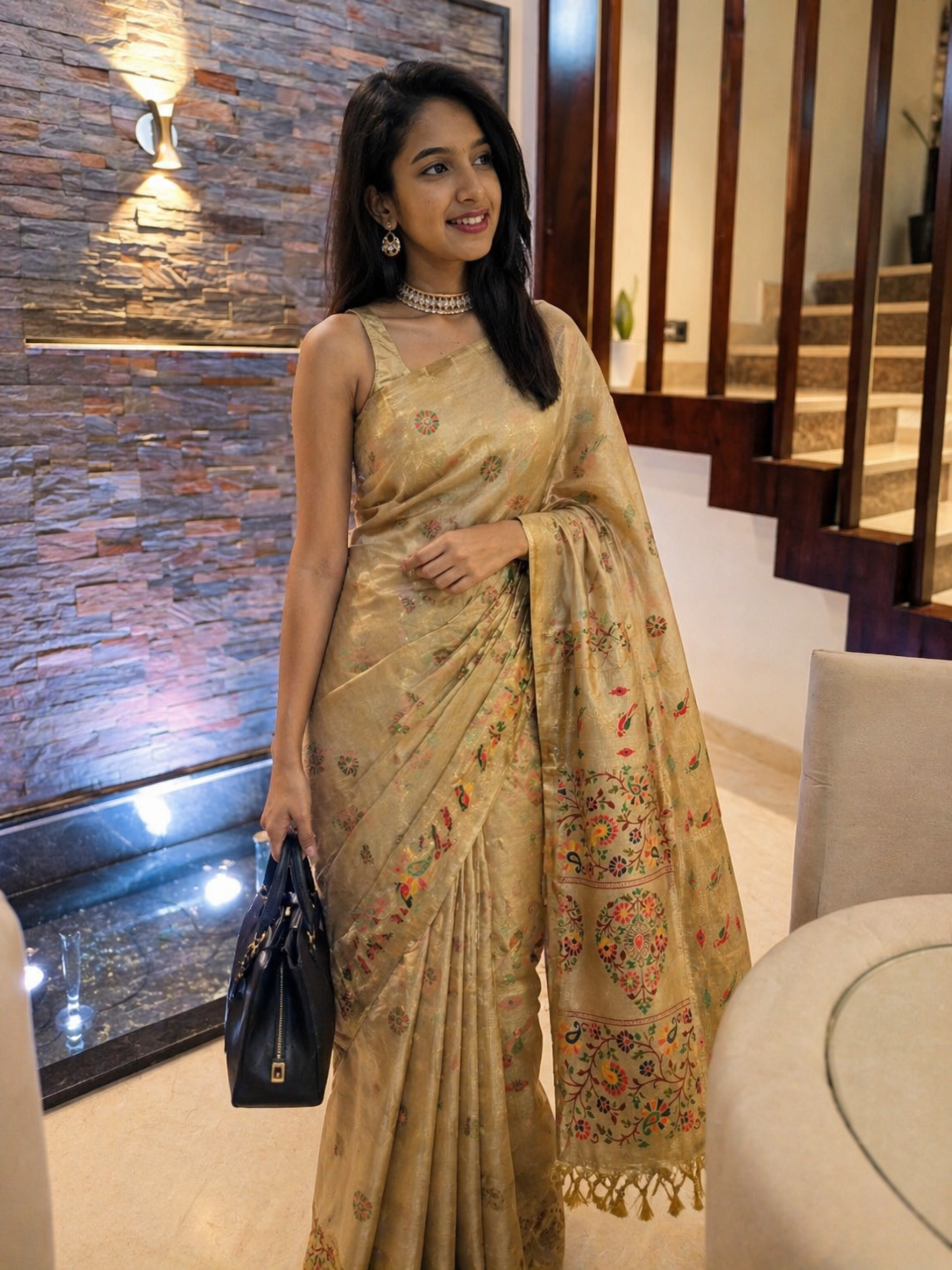 Pure Tripura Tussar Saree (Gold)