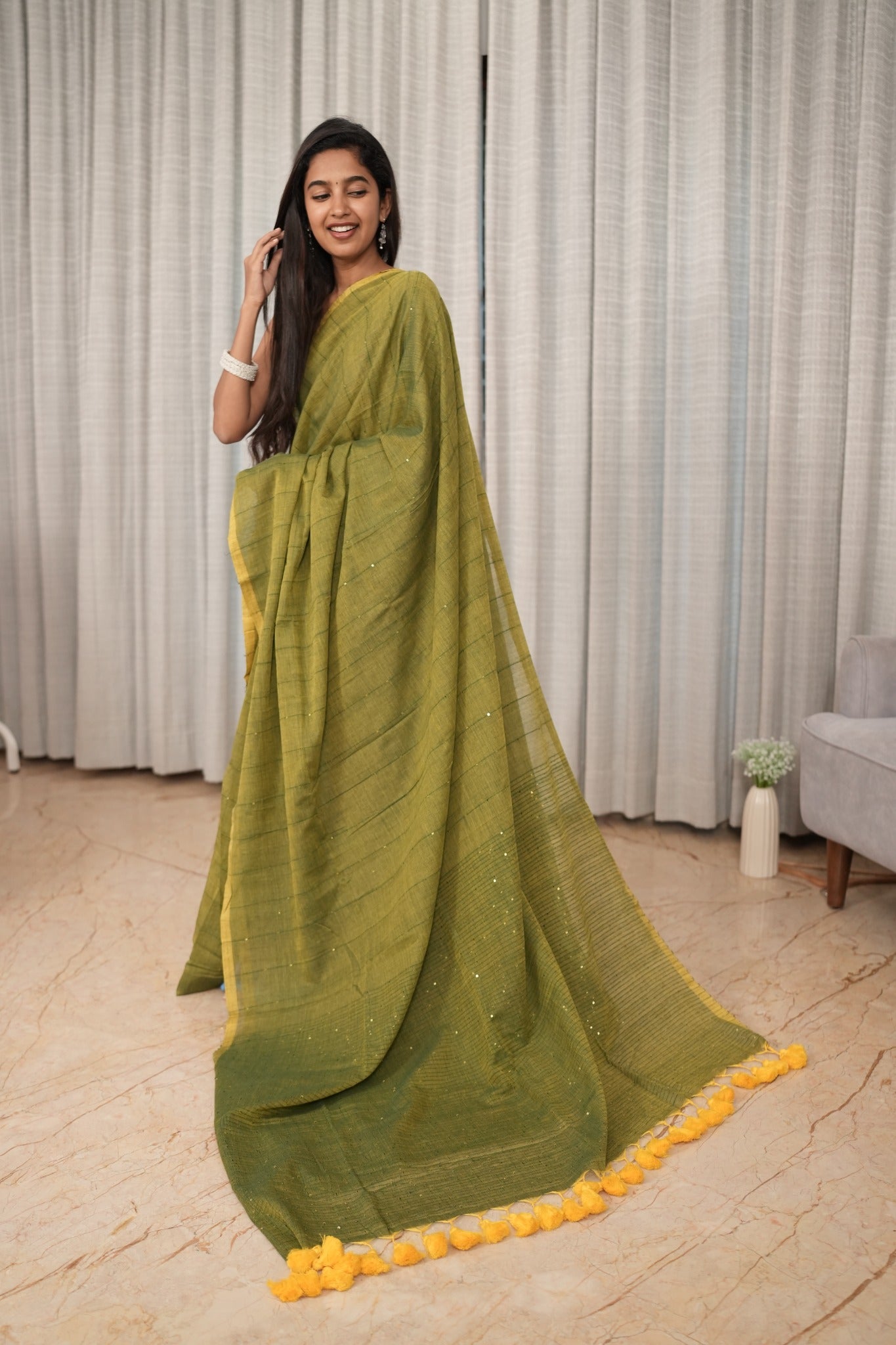 Olive Meadow Saree
