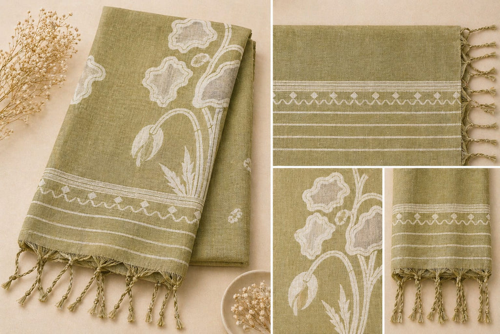 Cotton Silk Saree | Lightweight Handwoven Office Wear (Green)