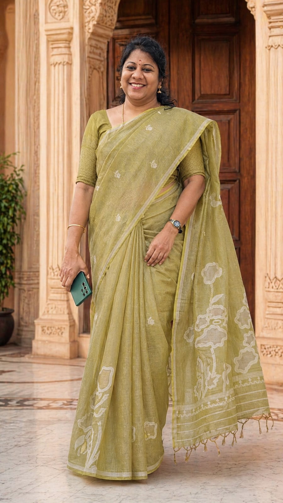 Cotton Silk Saree | Lightweight Handwoven Office Wear (Green)