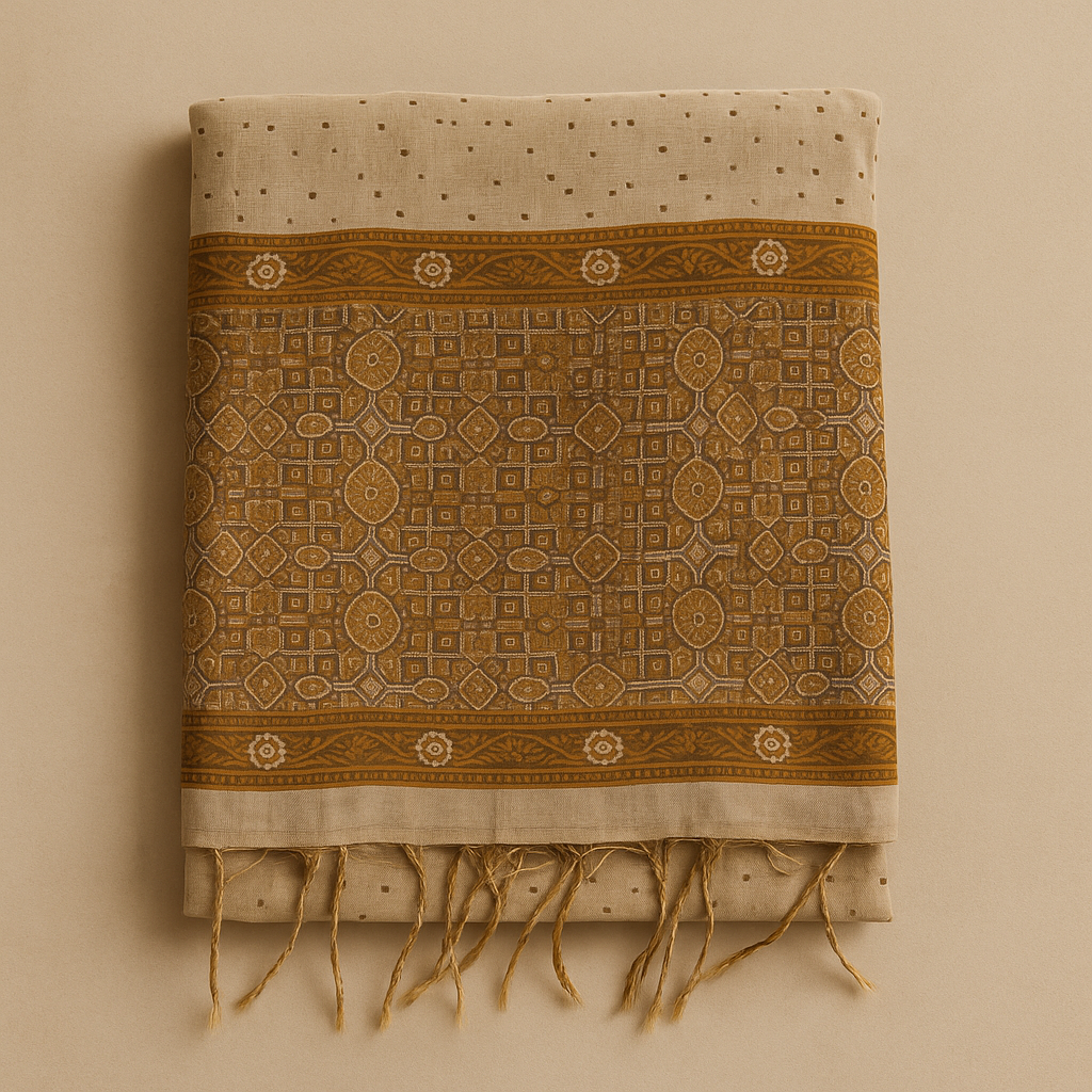 Cotton Silk Saree | Lightweight Handwoven Ethnic Wear (Beige)