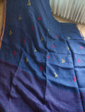Neel Raga Navy Linen Silk Jamdani Saree